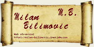 Milan Bilimović vizit kartica